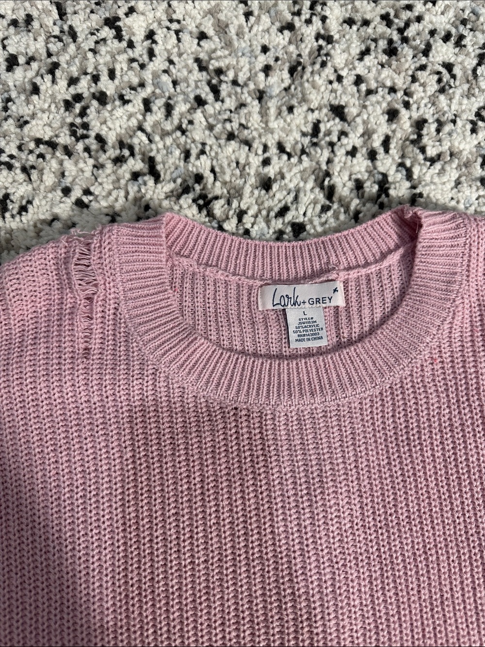 Lark + Grey Pale Pink Crewneck Sweater